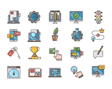 SEO ve web optimizasyonu simgeler