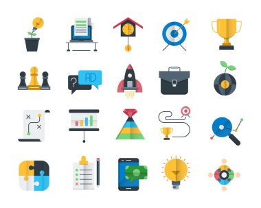 Strateji düz simgeleri ayarlandı