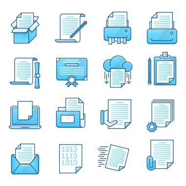 Belge vektör simgeleri ayarlandı 