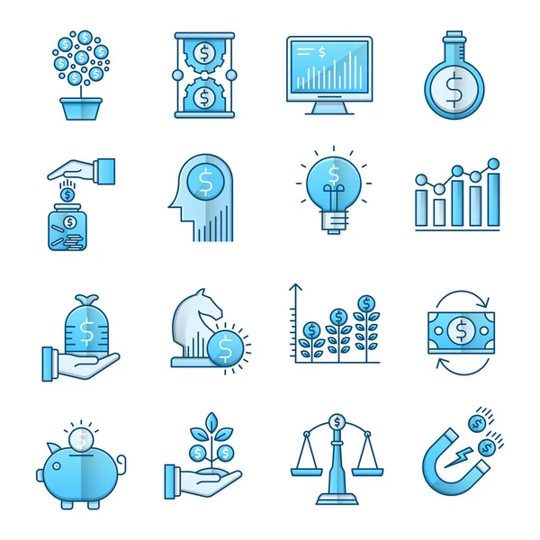 Financial Growth Line Icons Business Finance Vector Illustration — Stock Vector
