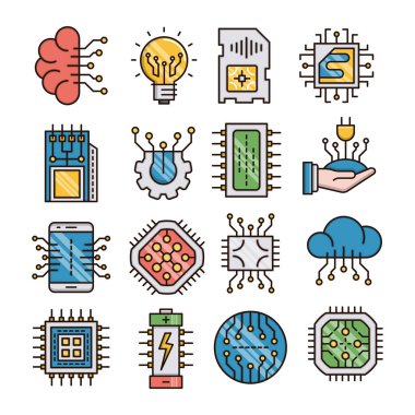 Elektronik vektör simgeleri ayarlandı