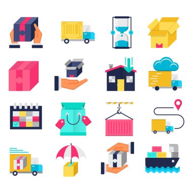 Teslim düz Icons Set