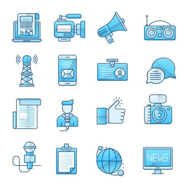 haber ve dijital pazarlama vektör resimleme simgeleri