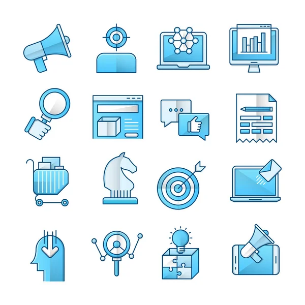 Pazarlama simgeleri, vektör illüstrasyonu