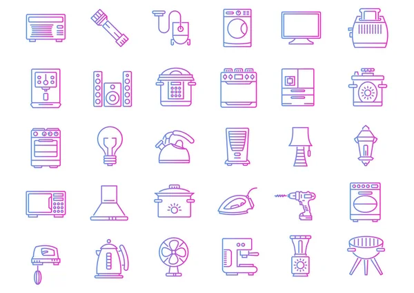 Household Devices Appliance Icons Set — Stock Vector