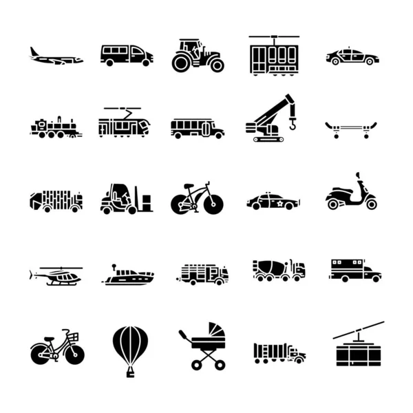 Set Modern Transportation Icons Vector Illustration — Stock Vector