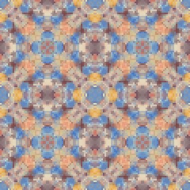 Pixel mosaic seamless pattern design, Repeat textile design. Fabric print