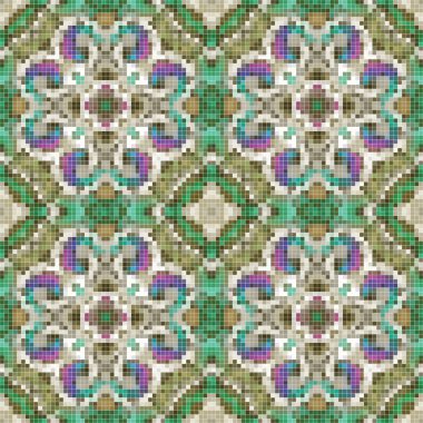 Pixel mosaic seamless pattern design, Repeat textile design. Fabric print