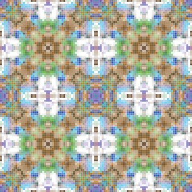 Mediterranean mosaic seamless pattern design, Repeat textile design, Surface design.