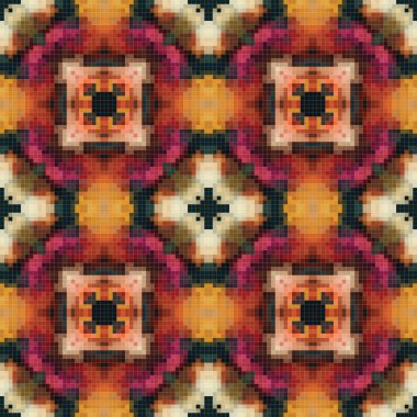 Geometric mosaic seamless pattern design, Repeat textile design, Surface design.