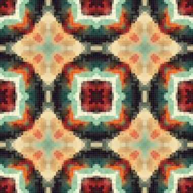 Geometric mosaic seamless pattern design, Repeat textile design, Surface design.
