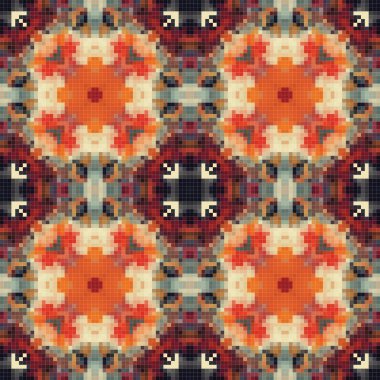 Geometric mosaic seamless pattern design, Repeat textile design, Surface design.
