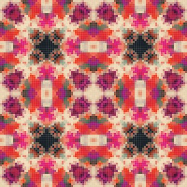 Geometric mosaic seamless pattern design, Repeat textile design, Surface design.