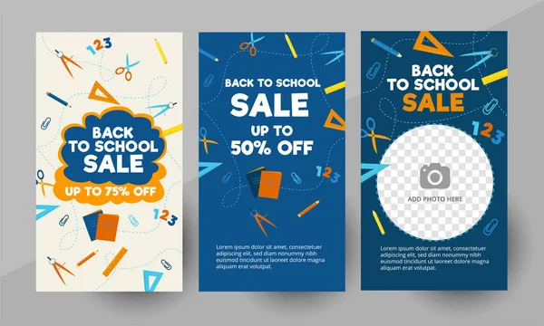 Social Media Back School Sale Story Template Editable Social Media — Vettoriale Stock