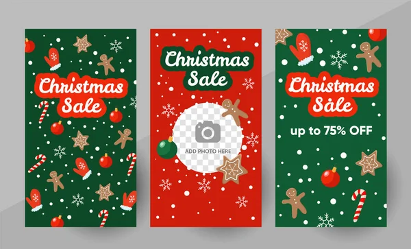 Social Media Christmas Promo Story Post Template Editable Social Media — Stock Vector