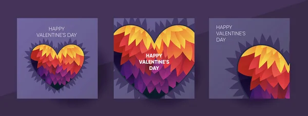 Happy Valentines day vector banner, social media post template with a beautiful colorful heart.