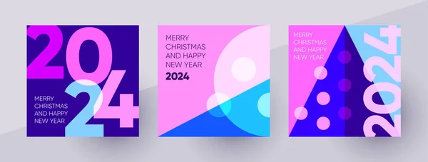 Mutlu Noeller ve mutlu yıllar 2024 sosyal paylaşım seti. Vektör illüstrasyonu