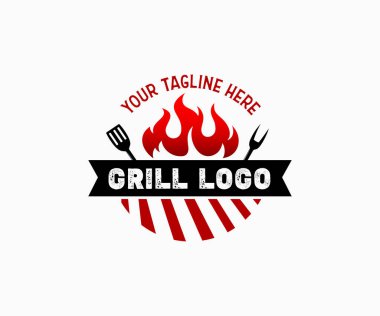 Izgara Barbekü Logosu Tasarımı. BBQ, ızgara logosu tasarımı