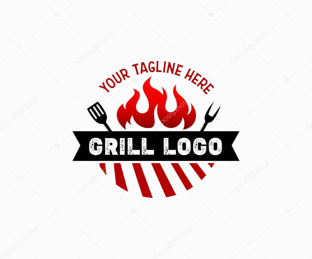 Grill Barbecue Logo design. BBQ, grill logo design