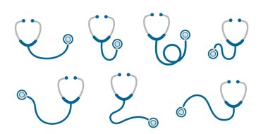 Stetoskop ikonu hazır. Tıbbi steteskop simgeleri. Stetoskop vektör çizimi