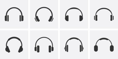 Headphones icon. Headphones icon collection. Headvector icon symbols. Set of music headphone icons. Headset icon symbols clipart