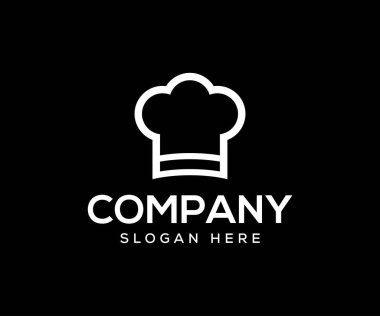 Modern restoran logosu tasarım şablonu. Şef şapka logosu tasarımı. Şef şapka vektör simgesi