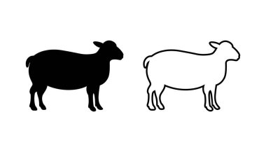 Lamb siluet vektörü. Koyun silueti izole edilmiş vektör çizimi. Beyaz arkaplanda izole edilmiş kuzu silueti.