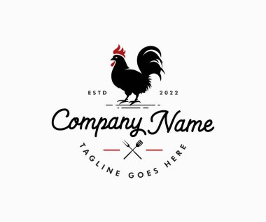 Rooster logo design template. Chicken Farm logo design clipart