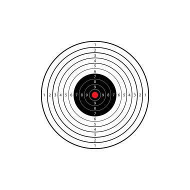 Silah ya da tabanca hedef ikonu. Kırmızı Merkez ile hedef atışı, Vektör
