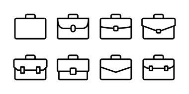 Evrak çantası simgesi vektör seti. Bavul işareti ve sembol. Profesyonel evrak çantası işareti. Bavul bagaj resim grafiği.