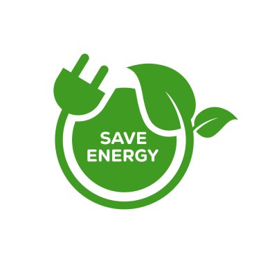 Enerji simgesini kaydet. Enerji tasarrufu sembolü. Vektör illüstrasyonu