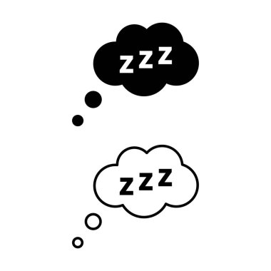 Uyku çizgi romanı zzz ikon vektör illüstrasyonu. Uykulu Zzzz konuşma baloncuk işareti. Vektör illüstrasyonu