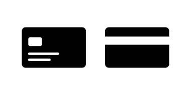 Kredi kartı ikon vektörü. ATM kartı vektör tasarımı. Kredi kartı ödemesi ve nakit çekme simgesi
