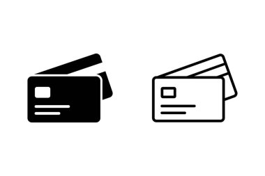 Kredi kartı vektör simgesi. Banka kartı simgeleri. Finans konsepti simgeleri. Çevrimiçi ödemeler ve nakit çekilmesi için kart