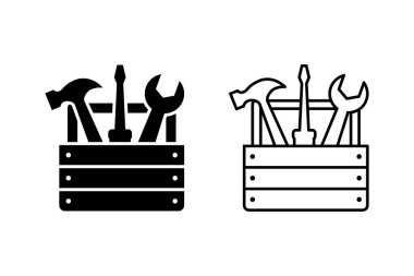 Kullanışlı araç kutusu simgeleri. Alet kutusu simgesi konsepti. Araç kutusu veya araç takımı simgesi seti.