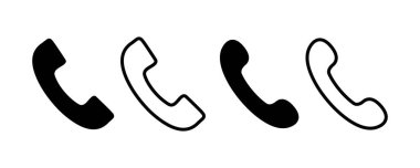 Telefon ikonu düz stil. Telefon simgesi ayarlandı. Telefon sembolü. Bizimle kontak kur. Vektör illüstrasyonu