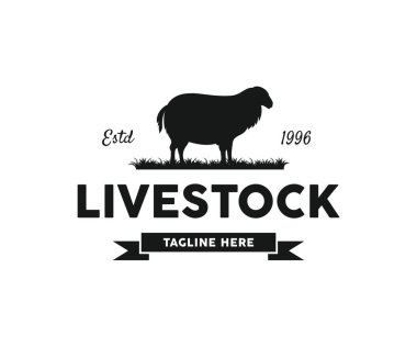 Koyun çiftliği logosu tasarım vektörü. Çiftlik hayvanı logosu vektörü. Kuzu çiftliği logosu tasarımı