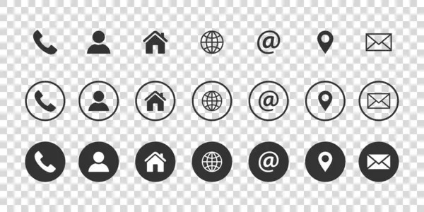 Bize Bağlantı simgeleri seti. Web simgesi seti. Şeffaf arkaplan üzerindeki kartvizitler için iletişim bilgisi simgeleri