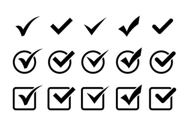 İşaret simgelerini kontrol et. İşaret işareti sembolleri vektörünü işaretle. Onaylanmış simgeler