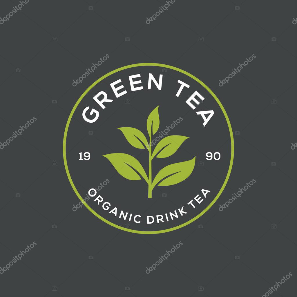 Tea leaf logo design template. Tea shop icon, tea store, packaging product.