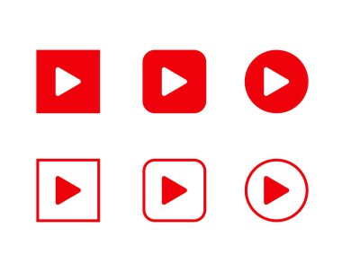 Çalma düğmesi simgesi seti. Oynatma düğmesi vektör çizimi