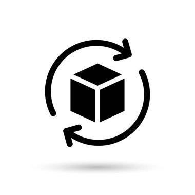 İade kutusu simgesi. Teslimat sembolü. Paket imzası. Paket vektör simgesini geri ver