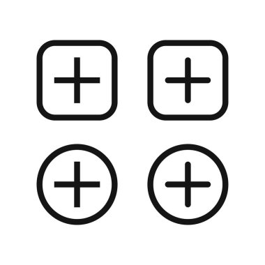 Düğme simgesi ekle. Daha fazla ikon vektörü. Artı simge seti.