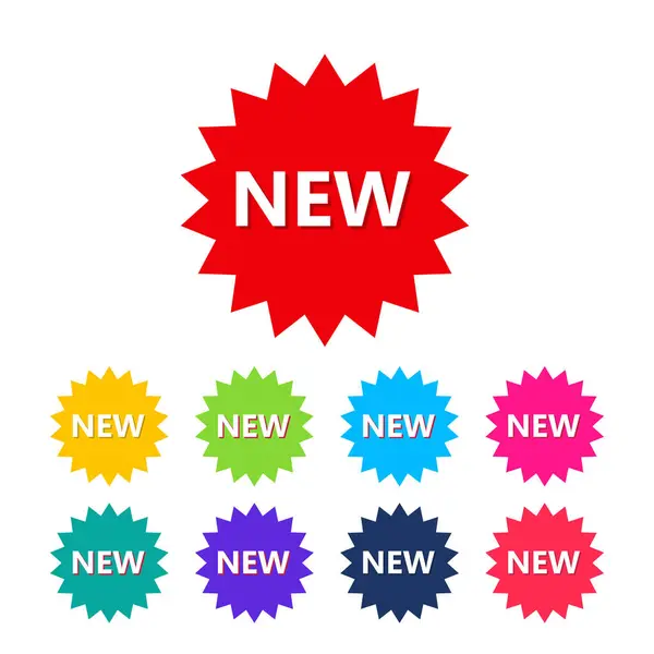 Yeni Gelen mağaza ürün etiketleri, yeni etiketler veya satış posterleri vektör simgeleri için çıkartmalar.