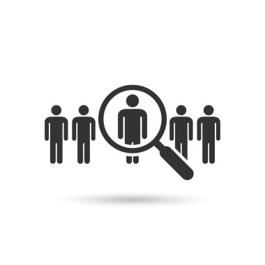 Çalışanları, işi, iş yerini, insan kaynaklarını arayın. Arama işi boşluk simgesi. İnsanların işveren iş konseptini bul.