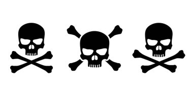 Crossbones vektör simgeleriyle Kurukafa kümesi. Kafatası sembolü