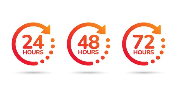 24, 48 ve 72 saat içinde infaz ya da teslimat hizmeti ikonları sipariş edin. Vektör illüstrasyonu