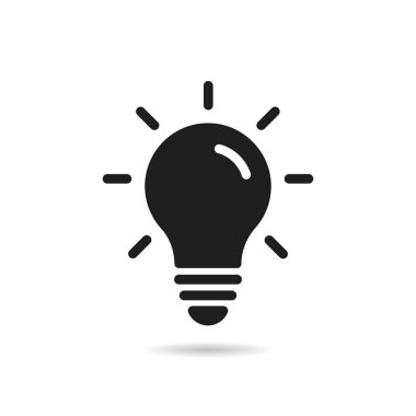 Işın vektörlü ampul simgesi. Lamba simgesi logosu. Ampul ışığı vektör simgesi. Fikir sembolü. Elektrik lambası, ışık, yenilik, çözüm, yaratıcı düşünce