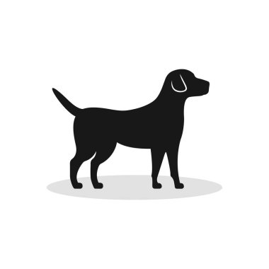Köpek silueti vektörü. Köpek ikonu. Labrador vektör hayvanı. Evcil hayvan logosu