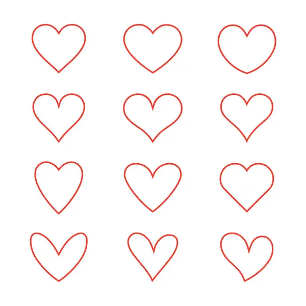 Kalp ikonu ayarlandı. Kalp doğrusal simgesi. Kalp işareti sembolü